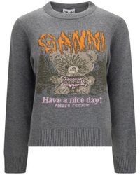 Ganni - Wool Oves Aries Sweatshirt - Lyst