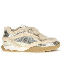 Pinko - Silver Calf Leather Bos Taurus Chunky Sneakers - Lyst