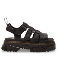 Dr. Martens - Black Leather Platform Sandals - Lyst