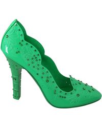Dolce & Gabbana - Dolce Gabbana Green Crystal Floral Heels Cinderella Shoes - Lyst