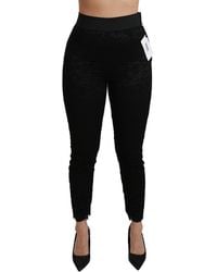 Dolce & Gabbana - Lace Skinny High Waist Cotton Pants - Lyst