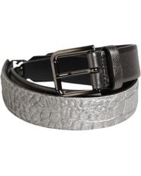 Dolce & Gabbana - Pebbled Texture Leather Buckle Belt - Lyst