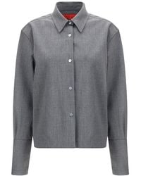 THE LATEST - Gray Wool Oves Aries Shirt - Lyst