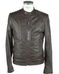 Emilio Romanelli - Elegant Brown Leather Zip Jacket - Lyst