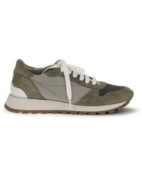 Brunello Cucinelli - Bicolor Calf Leather Bos Taurus Athletic Sneakers - Lyst