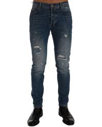Frankie Morello - Blue Cotton Slim Fit Jeans - Lyst