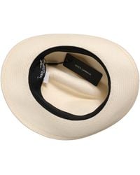Dolce & Gabbana - Men White Paper Straw Fedora Panama Capello Hat - Lyst