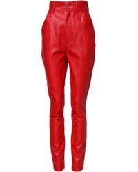 Dolce & Gabbana - Red Viscose High Waist Tapered Trouser Pants - Lyst