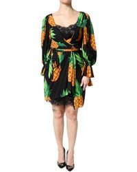 Dolce & Gabbana - Pineapple Print Wrap Dress - Lyst
