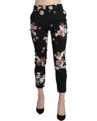 Dolce & Gabbana - Black Angel Floral Cropped Trouser Wool Pants - Lyst