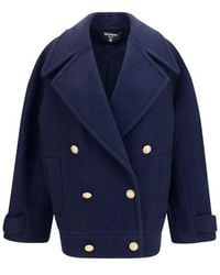 Balmain - Double-Breasted Wool Coat With Buttons - Lyst