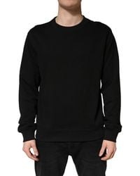 Dolce & Gabbana - Sweater Black Cotton Crewneck Sweatshirt - Lyst