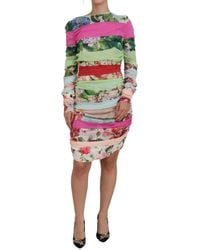Dolce & Gabbana - Floral Sheath Bodycon Silk Dress - Lyst