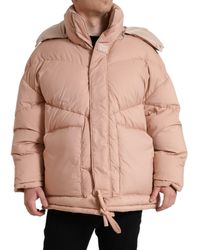 Dolce & Gabbana - Peach Polyester Hooded Puffer Winter Jacket - Lyst