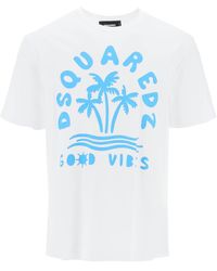 DSquared² - Regular Fit White Light Blue T-shirt - Lyst
