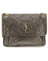 Saint Laurent - Bicolor Calf Leather Bos Taurus Shoulder Bag - Lyst
