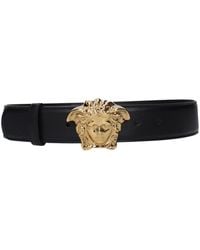 Versace - Black Leather Regular Belt - Lyst