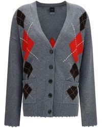 Pinko - Gray Wool Oves Aries Cardigan - Lyst