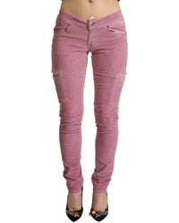 Acht - Pink Cotton Low Waist Skinny Denim Cargo Jeans - Lyst