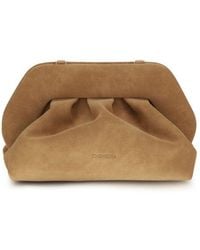 THEMOIRÈ - Beige Nubuc Leather Clutch Bag - Lyst