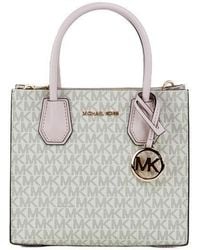 Michael Kors - Mercer 35s1gm9m2b Medium Logo And Leather Accordion Crossbody Bag In Powder Blush Multi - Lyst