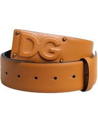 Dolce & Gabbana - Leather Belt With Embossed Logo - Lyst