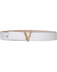 Versace - White Leather Regular Belt - Lyst