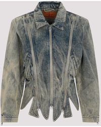 Y. Project - Vintage Beige Tudor Zip Denim Jacket - Lyst