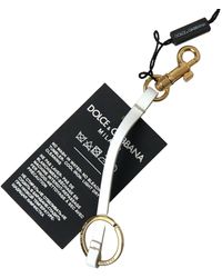 Dolce & Gabbana - Black Silicone Dg Logo Gold Brass Keychain - Lyst