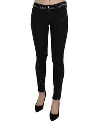 CoSTUME NATIONAL - Black Low Waist Zipper Leg Skinny Denim Jeans - Lyst