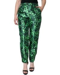 Dolce & Gabbana - Clover Silk Satin High Waist Tapered Pants - Lyst
