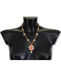 Dolce & Gabbana - Elegant Floral Statement Charm Necklace - Lyst