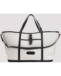 Tom Ford - White And Black East West Cotton Tote Bag - Lyst