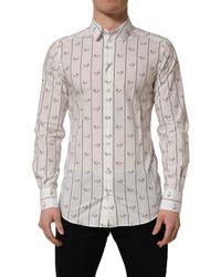 Dolce & Gabbana - White Bee Print Cotton Gold Fit Dress Shirt - Lyst