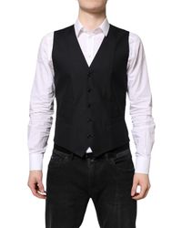 Dolce & Gabbana - Black Wool Waistcoat Dress Formal Vest - Lyst