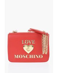 Moschino - Love Faux Leather Shoulder Bag With Golden Details - Lyst