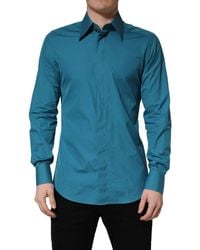 Dolce & Gabbana - Blue Sartoria Long Sleeve Cotton Dress Shirt - Lyst