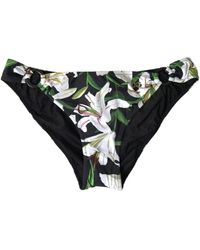 Dolce & Gabbana - Black Lily Print Swimwear Bottom Beachwear Bikini - Lyst