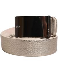 Brunello Cucinelli - Metallic Beige Leather Silver Metal Buckle Belt - Lyst