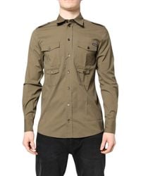 Dolce & Gabbana - Cotton Stretch Casual Long Sleeves Shirt - Lyst