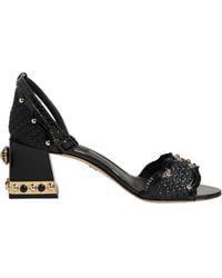 Dolce & Gabbana - Black Studded Ankle Strap Sandals Shoes - Lyst