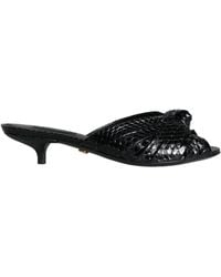 Dolce & Gabbana - Leather Heels Slides Sandals Shoes - Lyst
