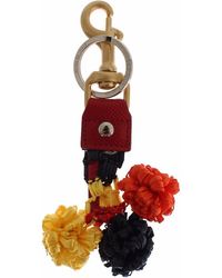 Dolce & Gabbana - Gold Yellow Raffia Leather Clasp Finder Chain Keyring - Lyst