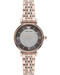 Emporio Armani - Two-hand Rose Gold Stainless Steel Watch - Lyst