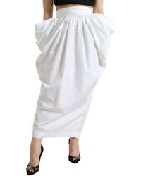 Dolce & Gabbana - White Cotton High Waist Pencil Cut Maxi Skirt - Lyst