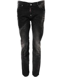 DSquared² - Black Washed Mid Waist Tapered Denim Jeans - Lyst