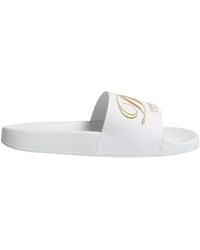 Dolce & Gabbana - White Leather Slides Sandals Beachwear Shoes - Lyst