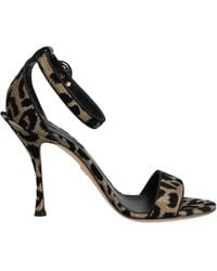 Dolce & Gabbana - Gold Leopard Ankle Strap Heels Sandals Shoes - Lyst