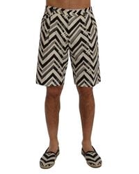 Dolce & Gabbana - Striped Cotton Linen Shorts - Lyst