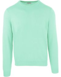 Malo - Luxury Green Wool And Cashmere Round Neck Sweater - Lyst